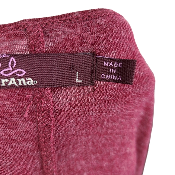 Prana Nadia burgundy faux wrap burnout a-line wool blend dress size Large - Picture 11 of 14